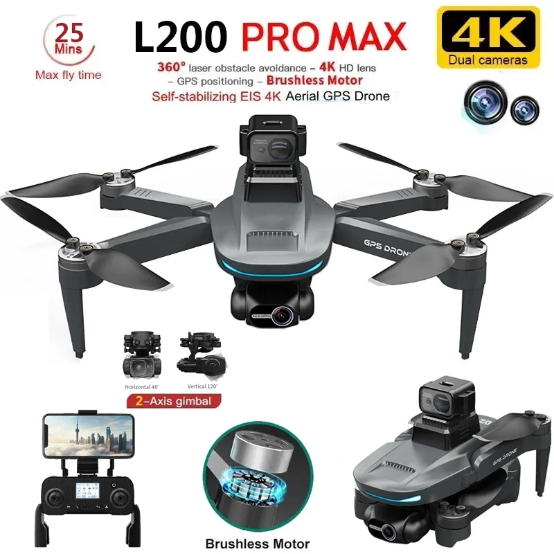 Drone Gps Rc Tt36 - L200 PRO MAX Drone 4K 2-Axis