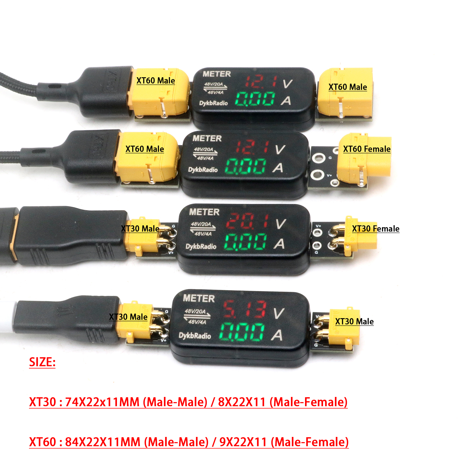 Drone Two Rc Way - XT30/XT60 20A/4A DC Voltage Current meter