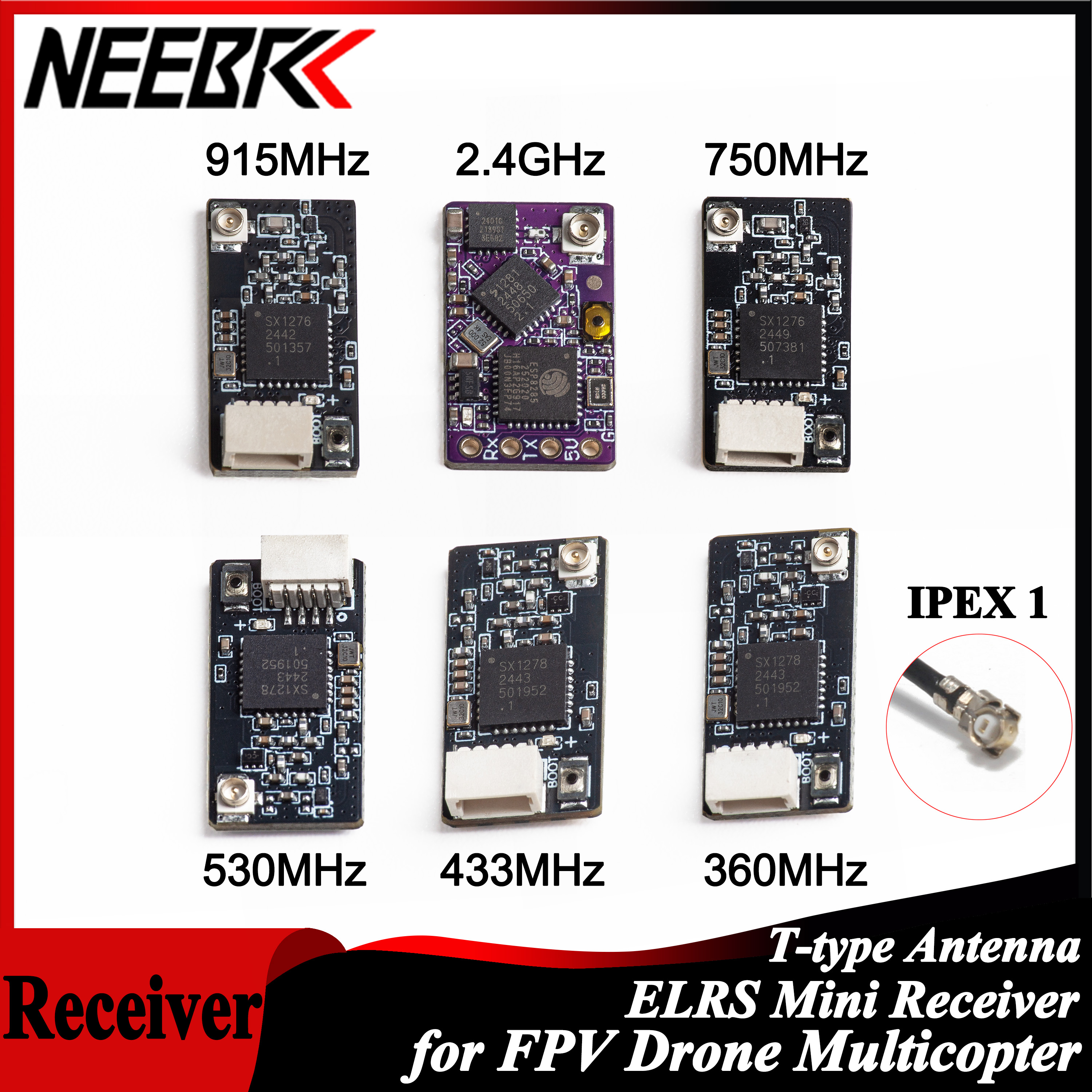 Quadcopter Frame - NEEBRC ELRS 2.4G/915Mhz/360Mhz/433MHz/530MHz/750Mhz RX Long Range