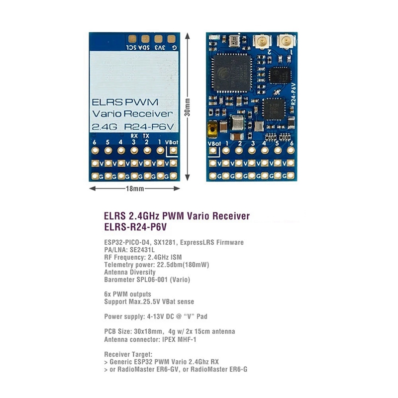 ELRS 2.4GHz PWM Vario Receiver - Drone Rc Airplane reseña y precio