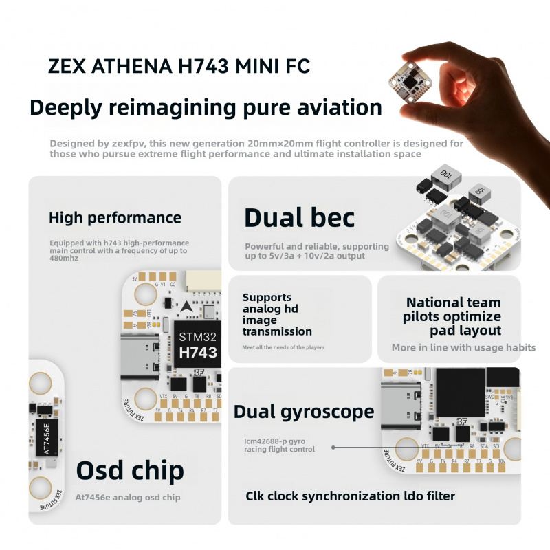 ZEX ATHENA H743 Mini Flight Co - Drone Rc Flight Controller reseña y precio