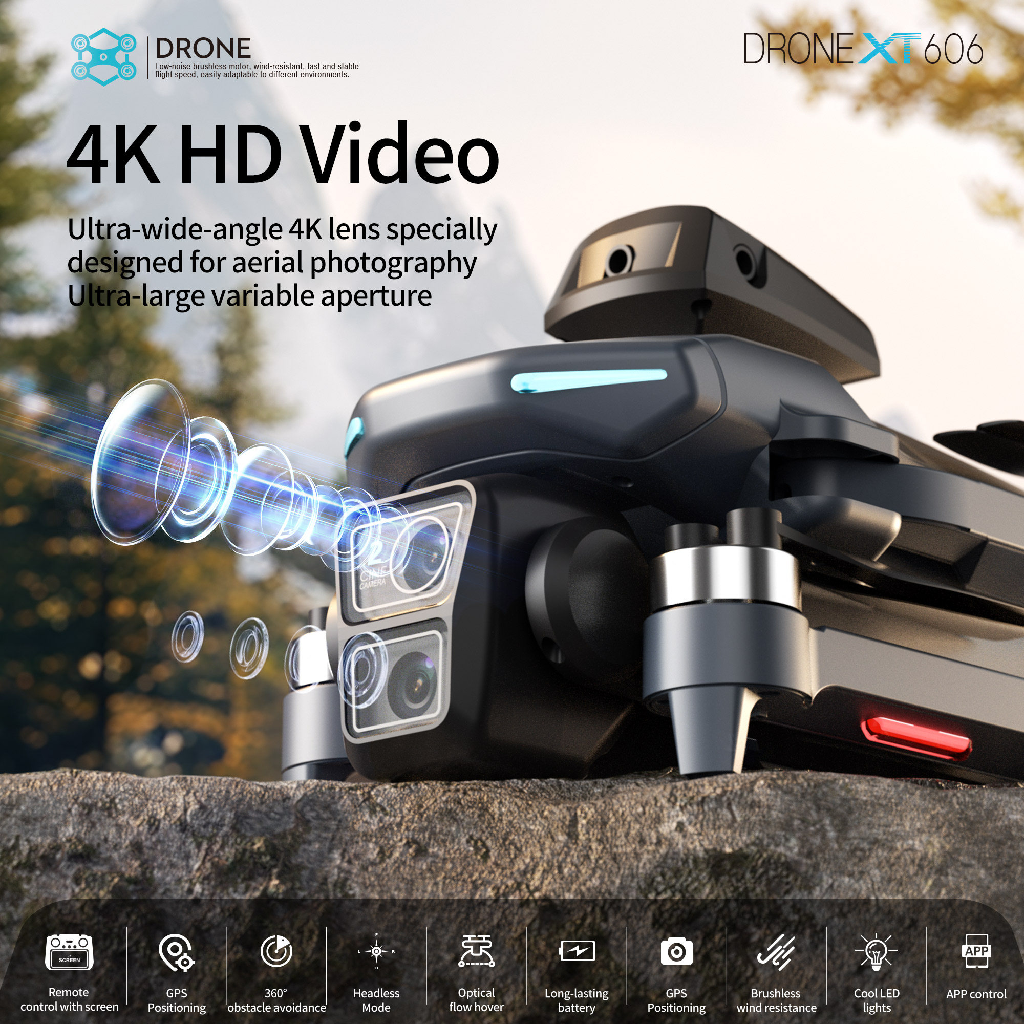 XT606 Foldable Drone 4K Dual C - Drone Rc S156 reseña y precio