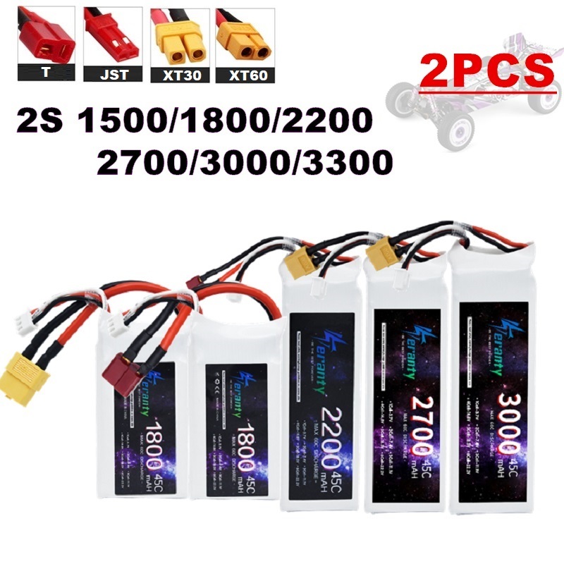 2PCS 7.4V Lipo 2S Battery 1500 - Drone Carrera Rc reseña y precio