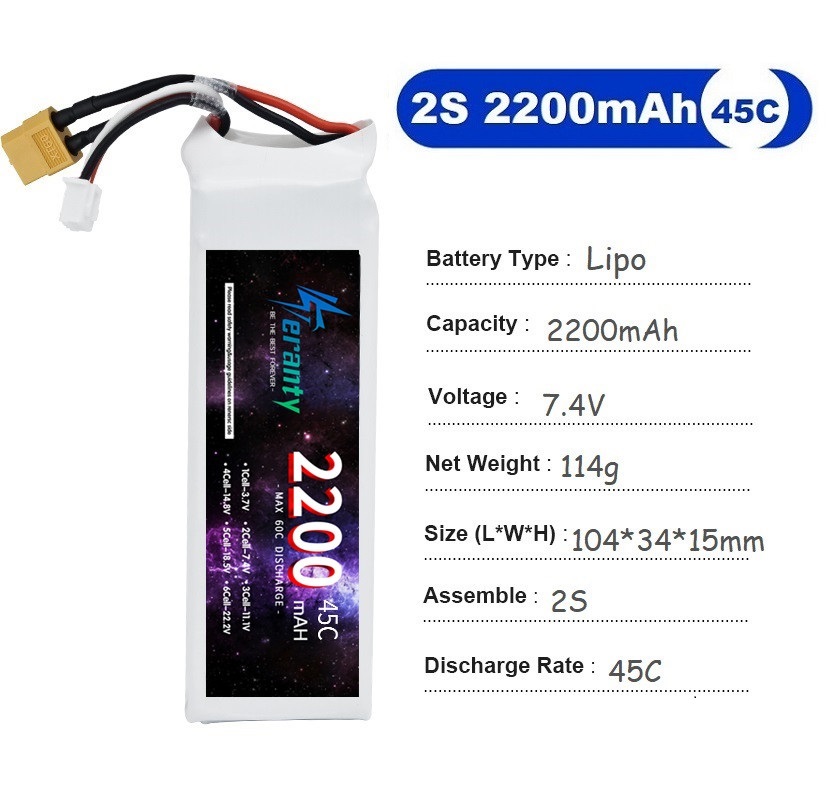 2PCS 7.4V Lipo 2S Battery 1500 - Drone Carrera Rc reseña y precio