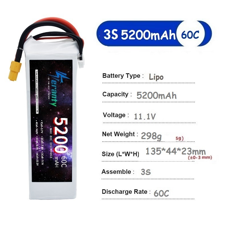 TERANTY  3S  5200MAH 60C batte - Drone Avion Rc reseña y precio