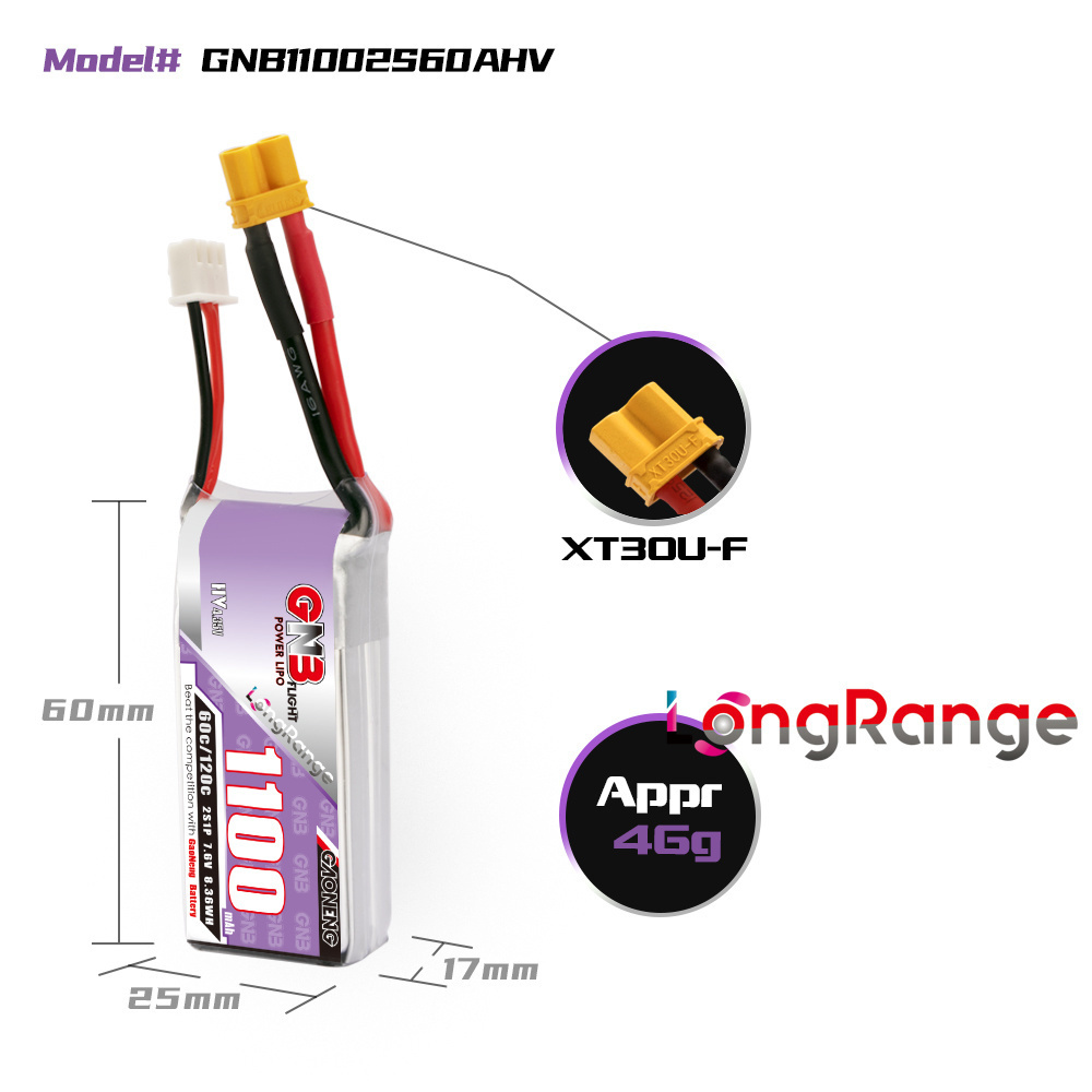 GNB 1100mAh 2S 3S 4S 6S 60C/12 - Drone Carrera Rc reseña y precio