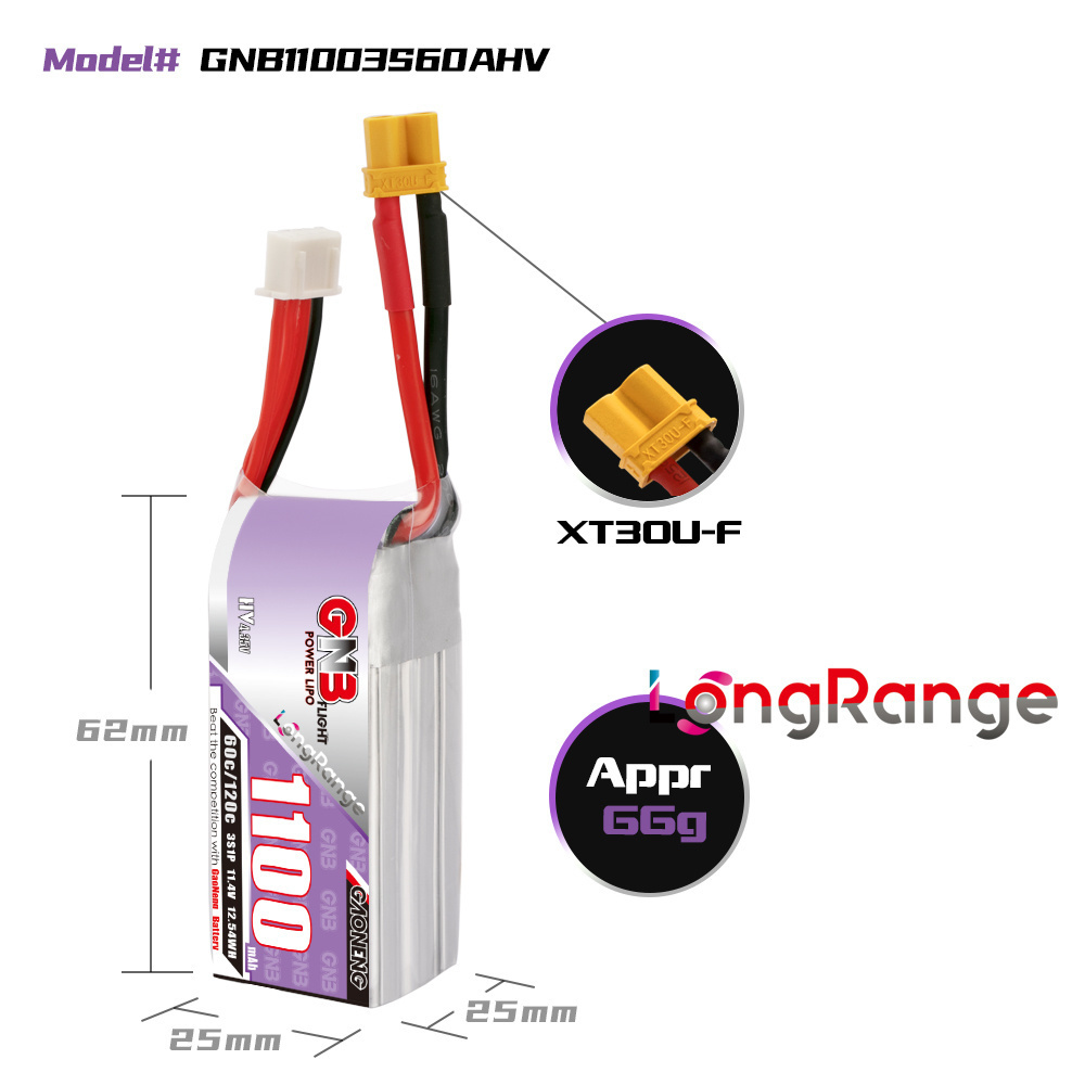 GNB 1100mAh 2S 3S 4S 6S 60C/12 - Drone Carrera Rc reseña y precio