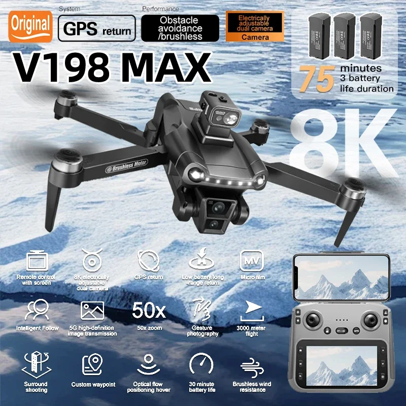 Lenovo V198 GPS Drone: 8K HD F - Drone Smart Rc Foldable reseña y precio