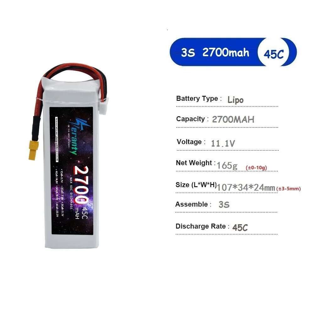 TERANTY 2700 MAH 45C 3S batter - Drone Avion Rc reseña y precio