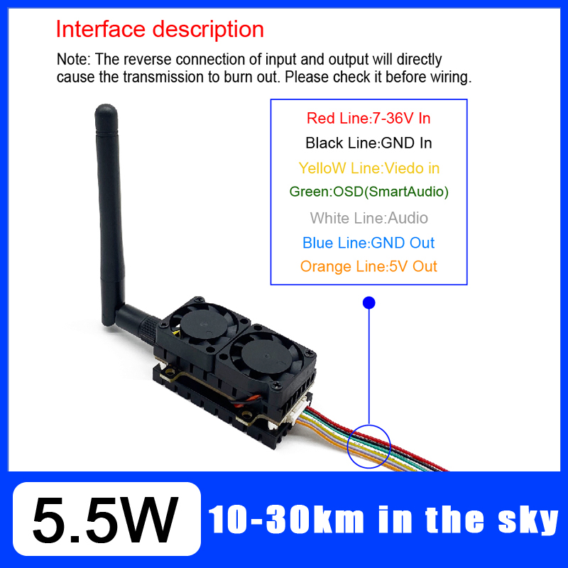 Long Range 5.8GHz 5.5W Video T - Drone Rc Transmitter And Receiver reseña y precio