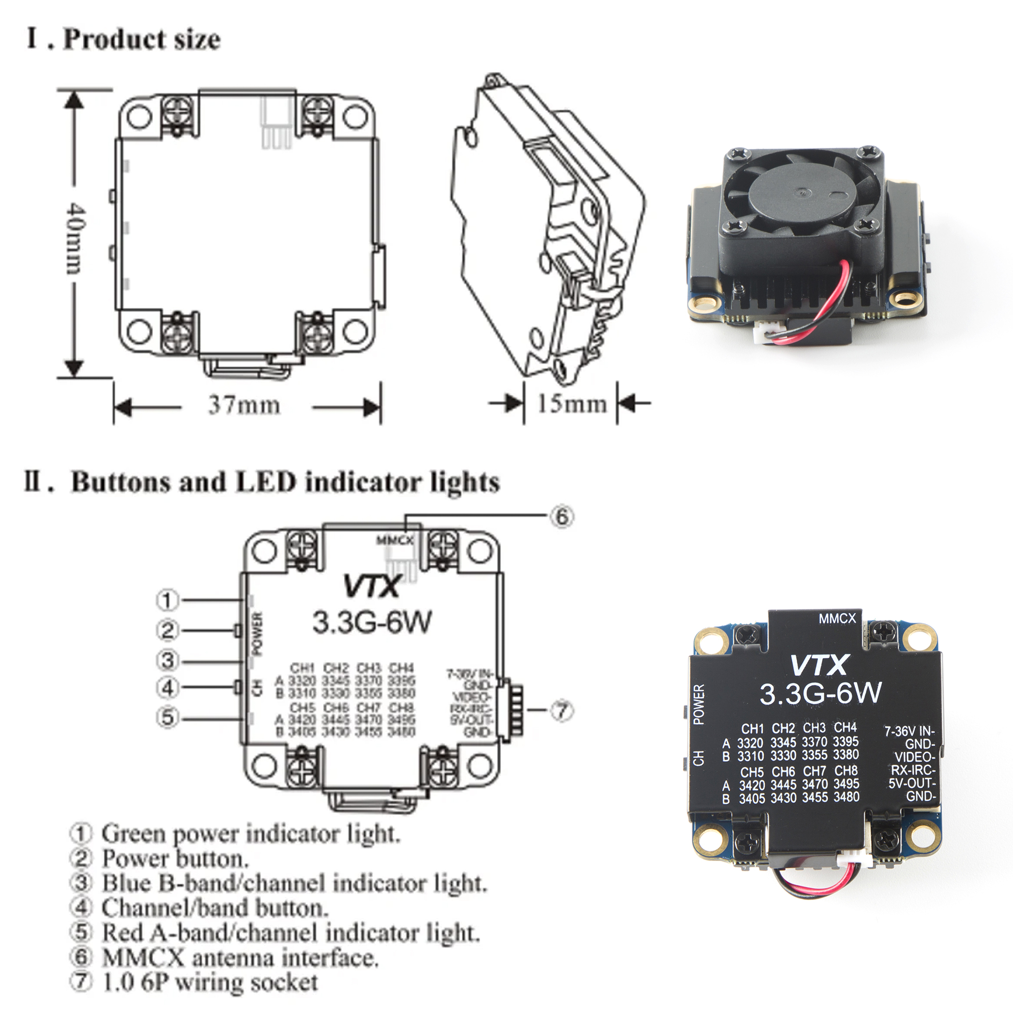 FPV Video Transmitter 3.3G 6W  - Drone Rc Airplane reseña y precio